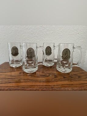 Vintage Set of 4 Fort Pewter Golfers in Motion Beer Coffee Mugs Golf Gift